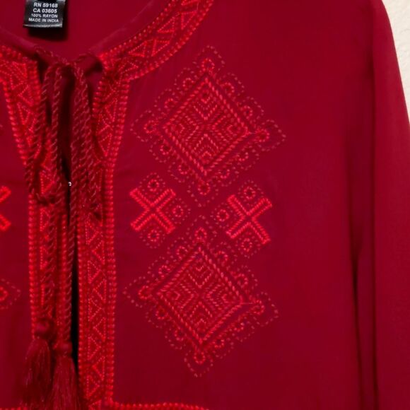 KAREN KANE Boho Peasant Top Babydoll Size Medium - Picture 3 of 8